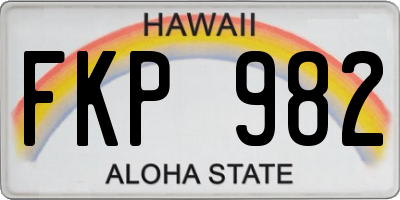HI license plate FKP982