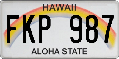 HI license plate FKP987