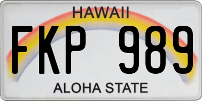 HI license plate FKP989