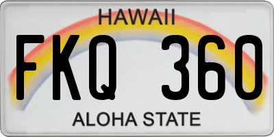 HI license plate FKQ360