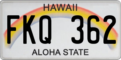 HI license plate FKQ362