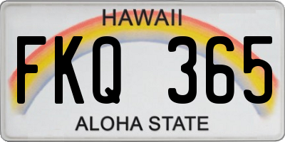 HI license plate FKQ365