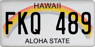 HI license plate FKQ489