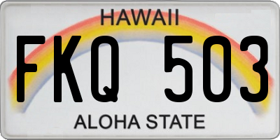 HI license plate FKQ503