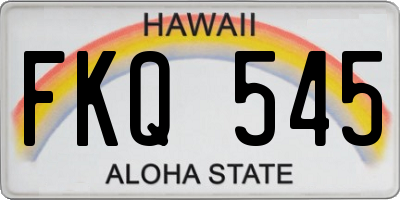 HI license plate FKQ545