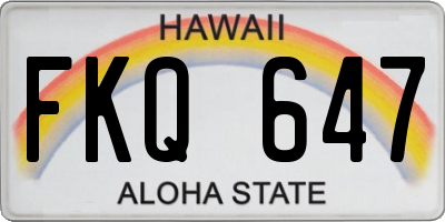 HI license plate FKQ647