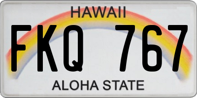 HI license plate FKQ767