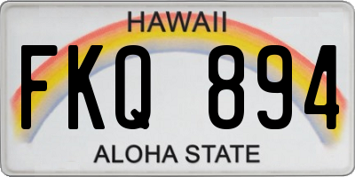 HI license plate FKQ894
