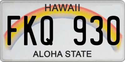 HI license plate FKQ930