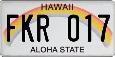 HI license plate FKR017