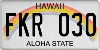 HI license plate FKR030