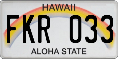 HI license plate FKR033