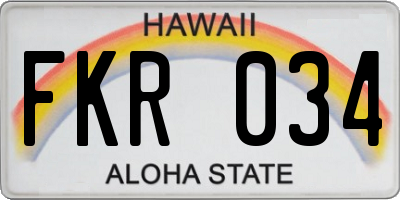 HI license plate FKR034
