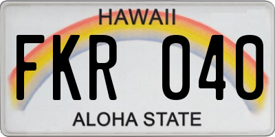 HI license plate FKR040