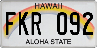 HI license plate FKR092