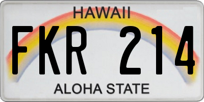 HI license plate FKR214