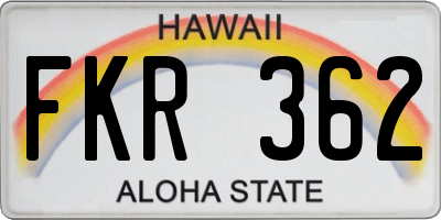 HI license plate FKR362