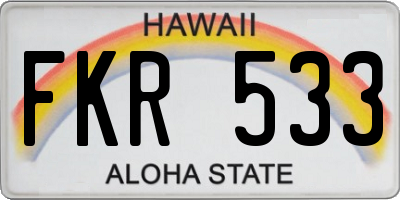 HI license plate FKR533