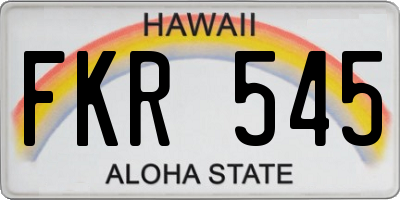 HI license plate FKR545