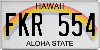 HI license plate FKR554