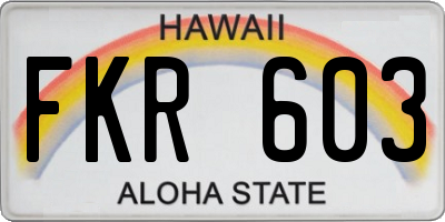 HI license plate FKR603
