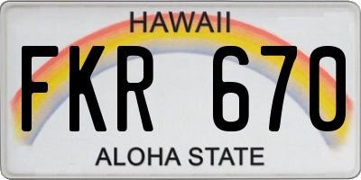 HI license plate FKR670