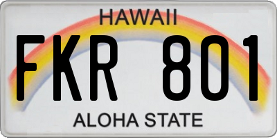 HI license plate FKR801