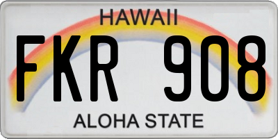 HI license plate FKR908