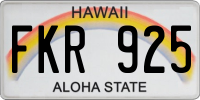 HI license plate FKR925