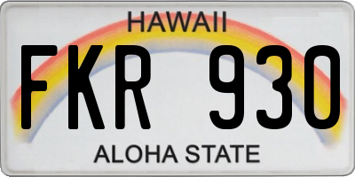 HI license plate FKR930