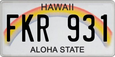 HI license plate FKR931