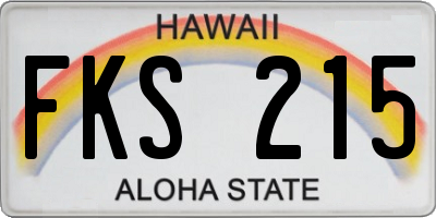 HI license plate FKS215