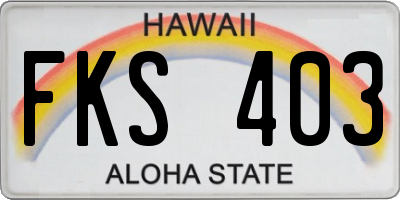 HI license plate FKS403