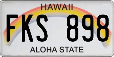 HI license plate FKS898
