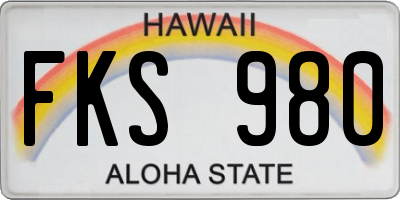 HI license plate FKS980