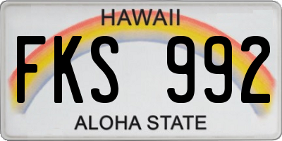 HI license plate FKS992