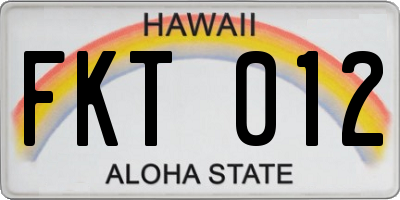 HI license plate FKT012