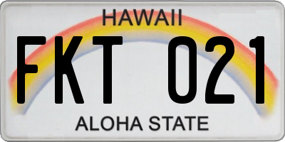 HI license plate FKT021