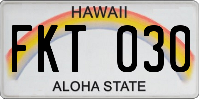 HI license plate FKT030