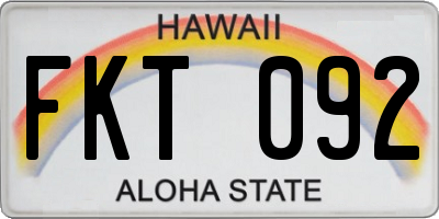 HI license plate FKT092