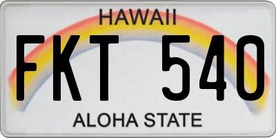 HI license plate FKT540