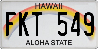 HI license plate FKT549