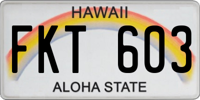 HI license plate FKT603