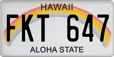 HI license plate FKT647