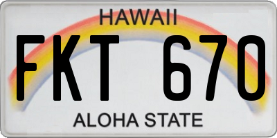HI license plate FKT670