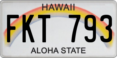 HI license plate FKT793