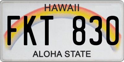 HI license plate FKT830