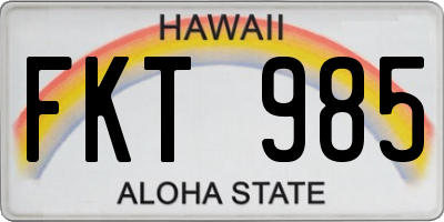 HI license plate FKT985