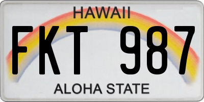 HI license plate FKT987