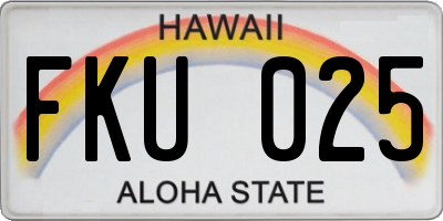 HI license plate FKU025
